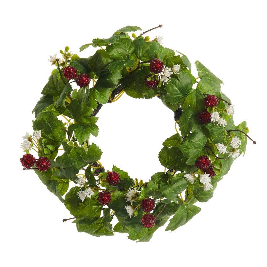 13" Blooming Raspberry Mini Wreath Candle Ring