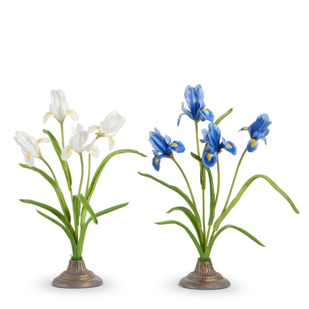 13.5" Blue and White Iris on Stand