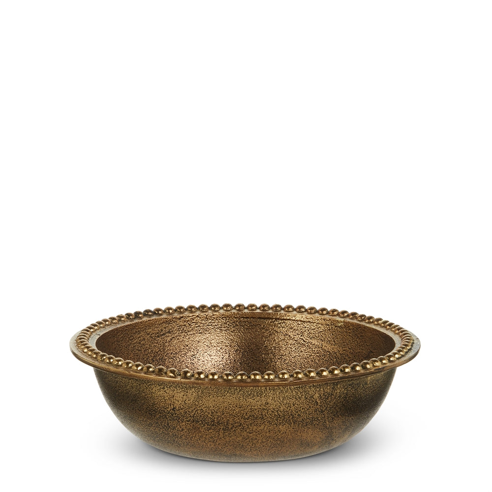 10" Antique Gold Beaded Edge Decorative Bowl