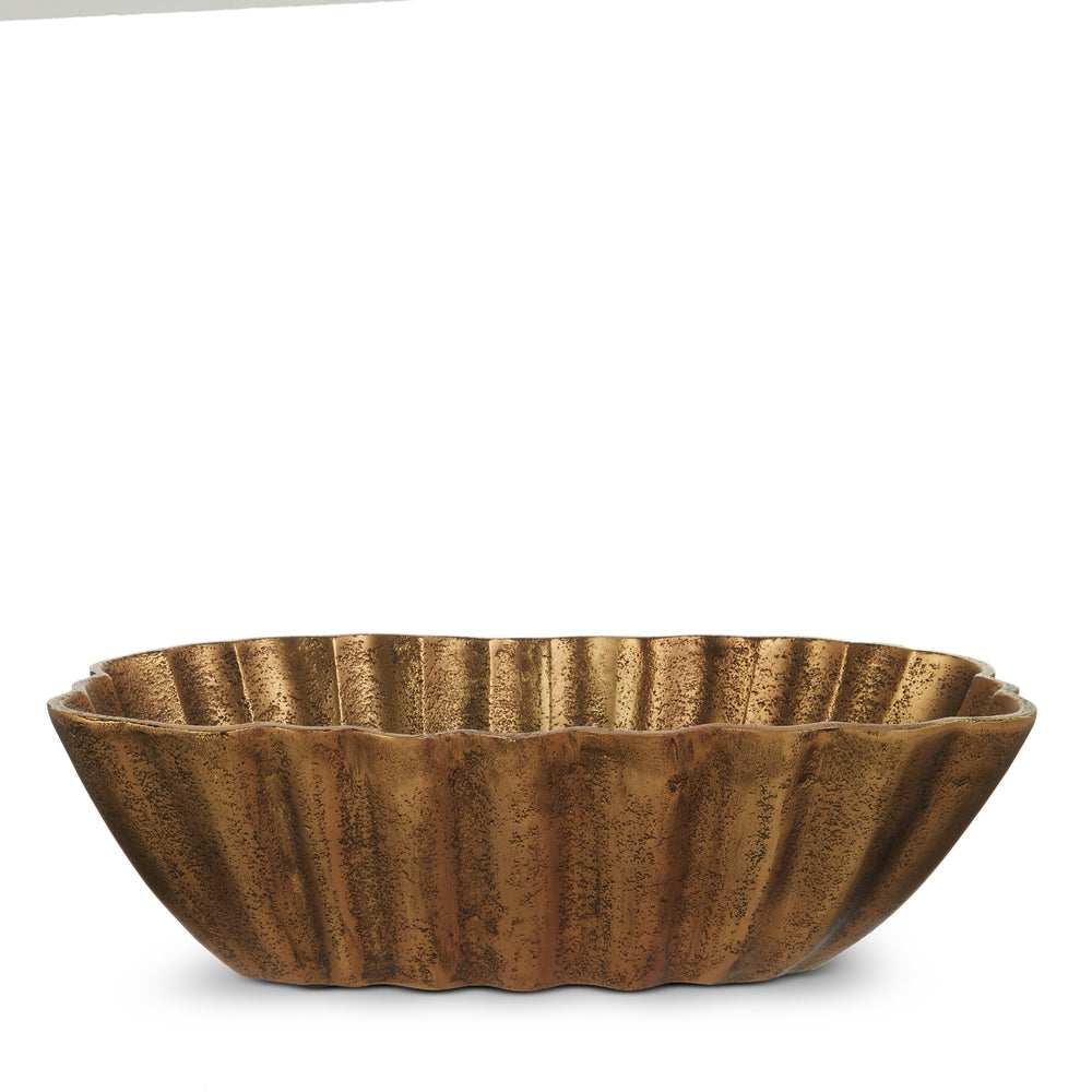 13.5" Ruffled Edge Oval Decorative Bowl