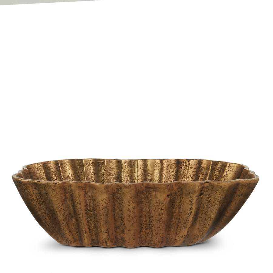 13.5" Ruffled Edge Oval Decorative Bowl