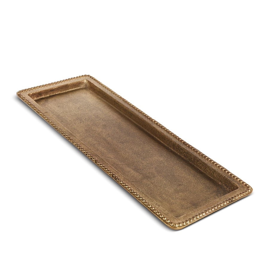26" Antique Gold Rectangle Decorative Tray