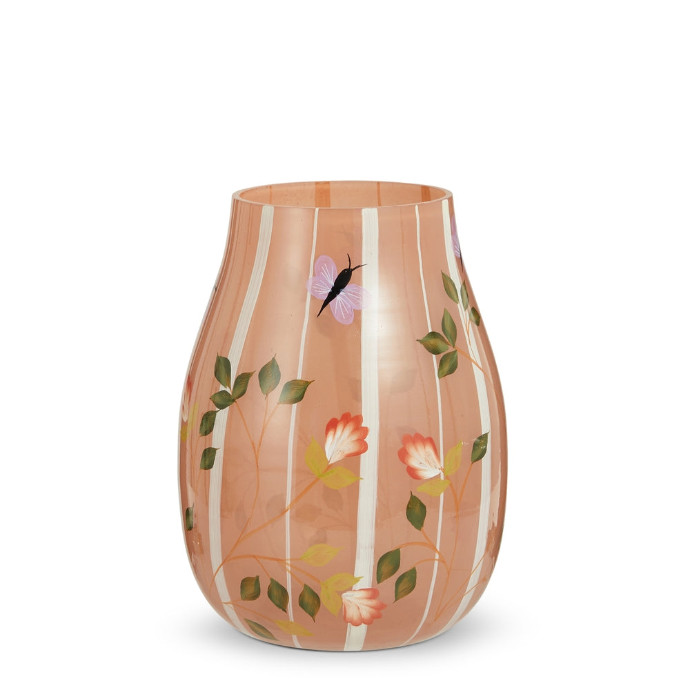 7.25" Pink Hand Painted Butterfly Vase