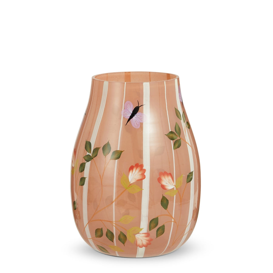 7.25" Pink Hand Painted Butterfly Vase