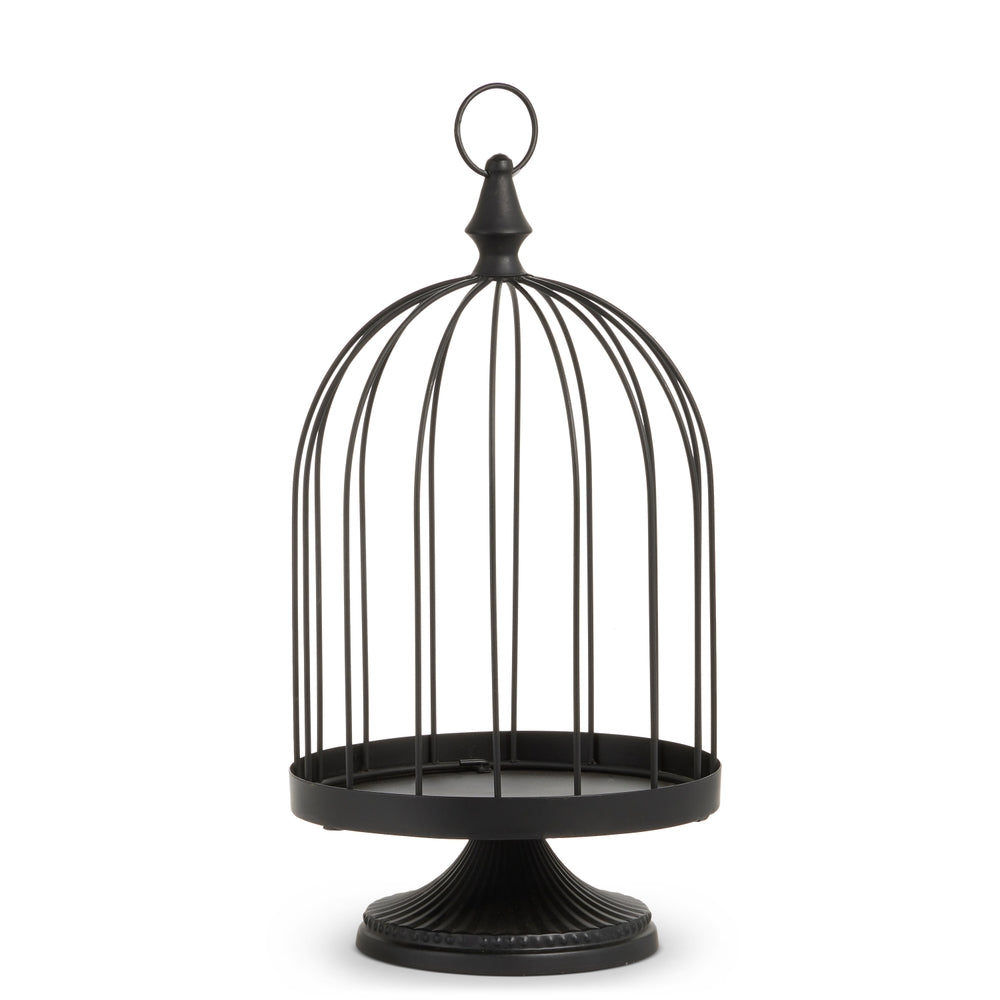 19" Black Iron Pedestal Birdcage