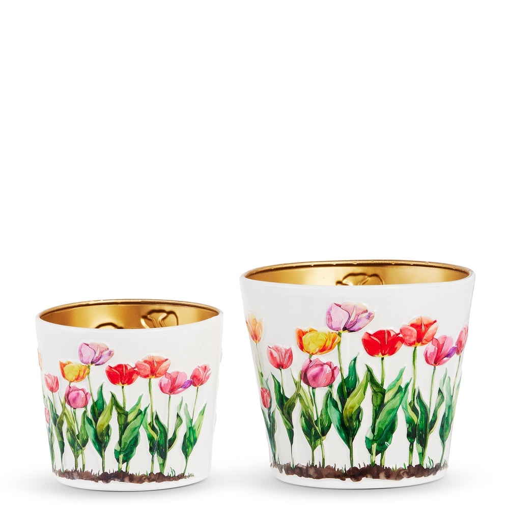 7" White Tulip Containers