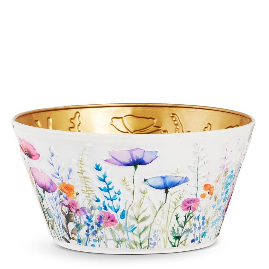 12" White Wildflowers Container