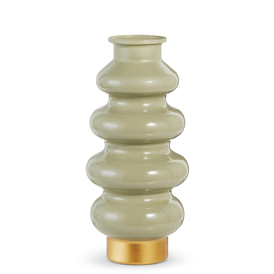 16" Moss Green Gold Base Vase