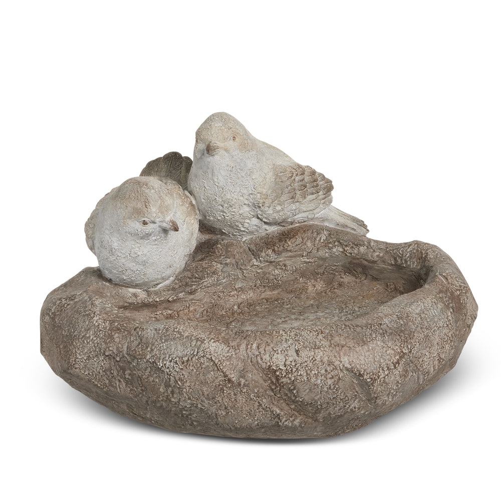 12.25" Concrete Look Birds on Bird Bath
