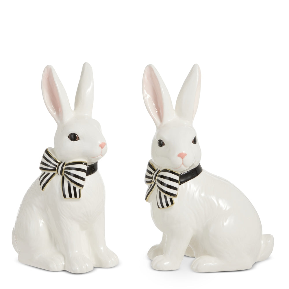 11.5" Black and White Bow Bunny