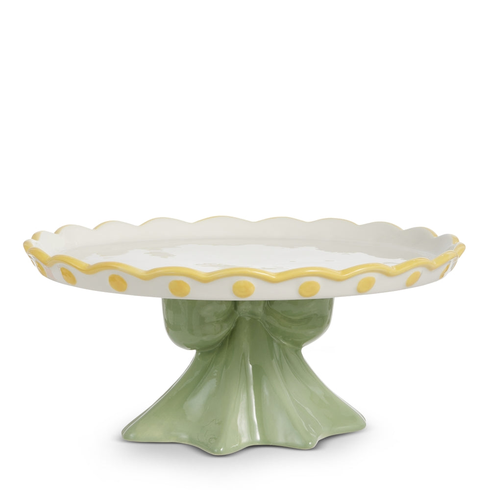 12.25" Yellow and Green Bow Cake Plate