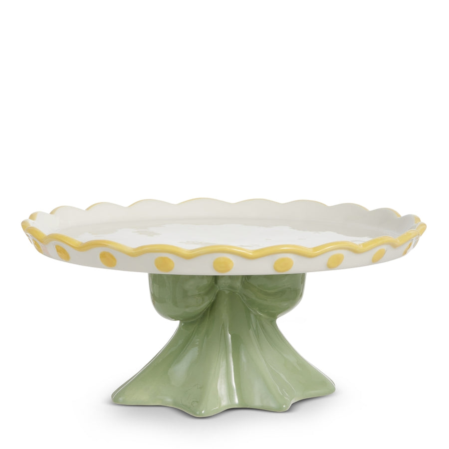 12.25" Yellow and Green Bow Cake Plate