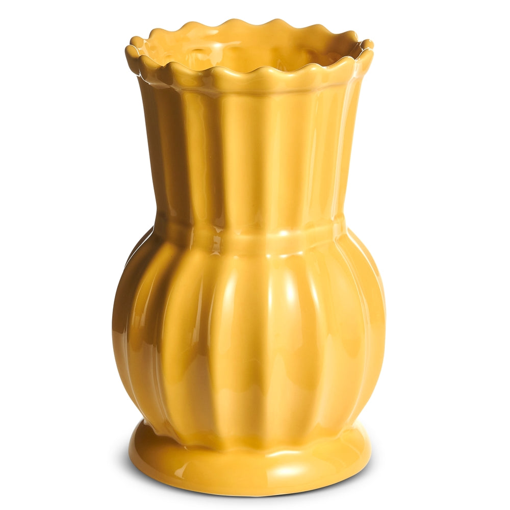 10" Yellow Fluted Vase