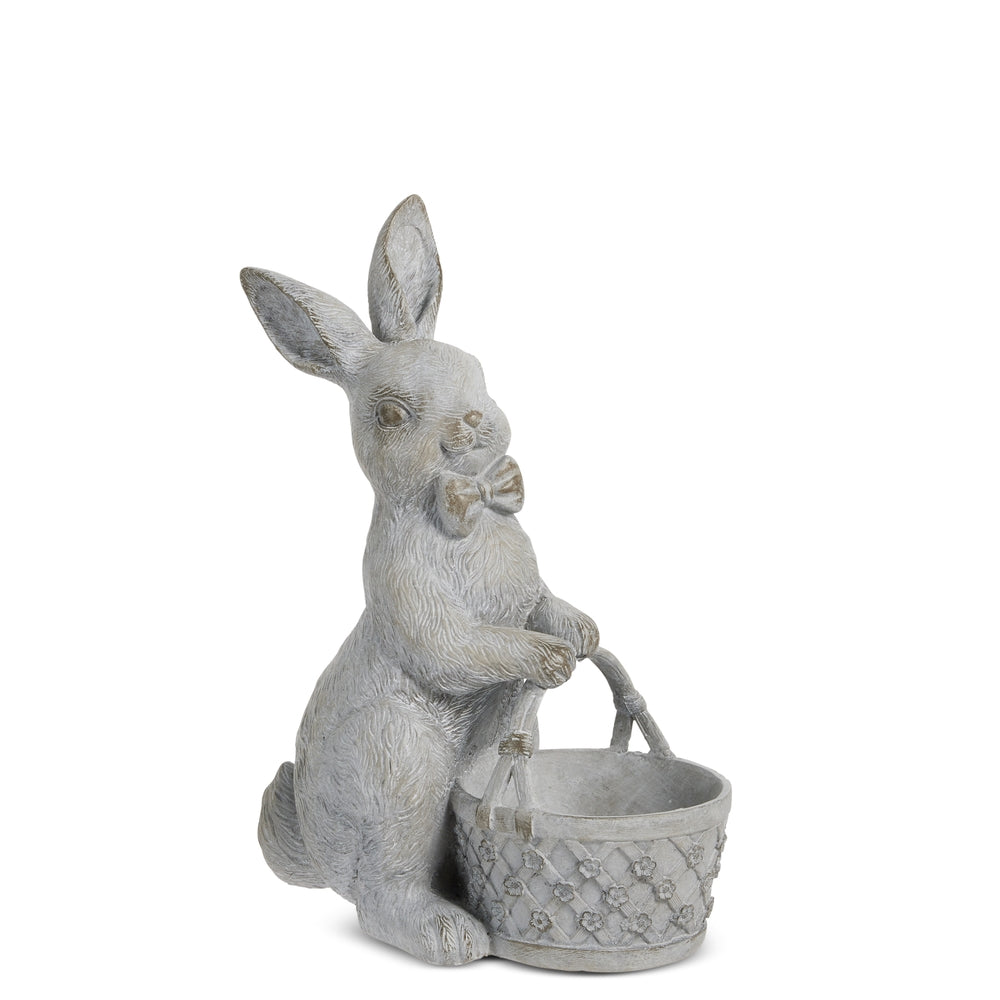 12.75" Concrete Look Bunny with Basket
