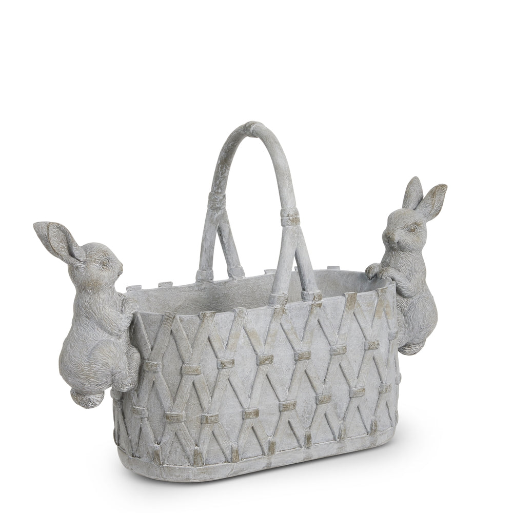16.5" Basket with Two Bunnies