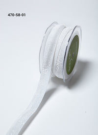 5/8 Inch Bonded Glitter Flat Band Elastic – 470-58-01 White