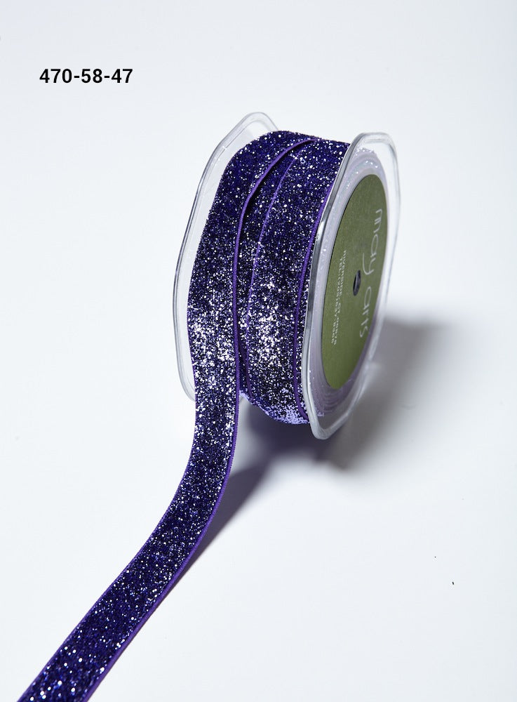 5/8 Inch Bonded Glitter Flat Band Elastic – 470-58-47 Violet