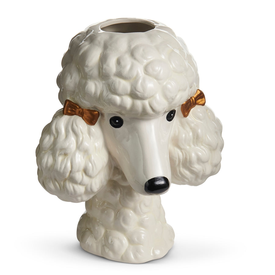 8.25" White Poodle Head Vase