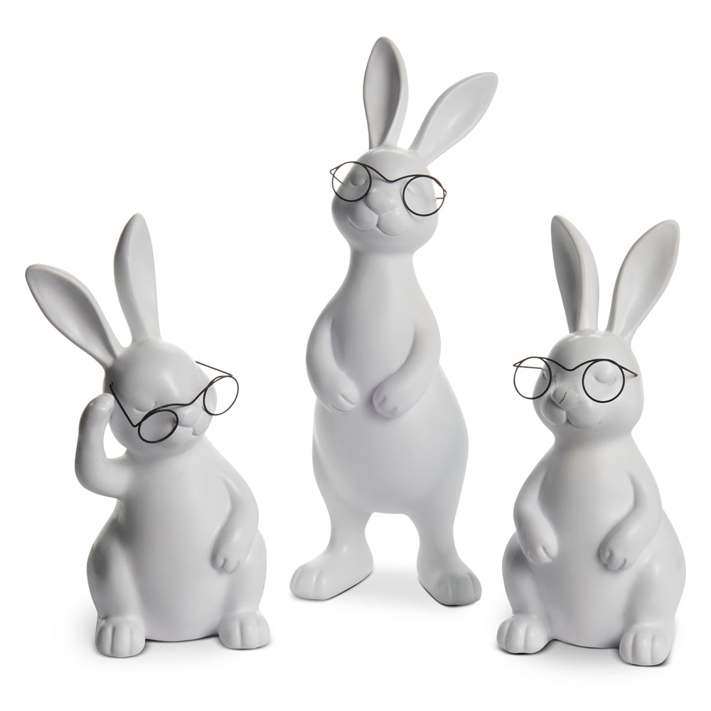 12" White Bunny with Glasses