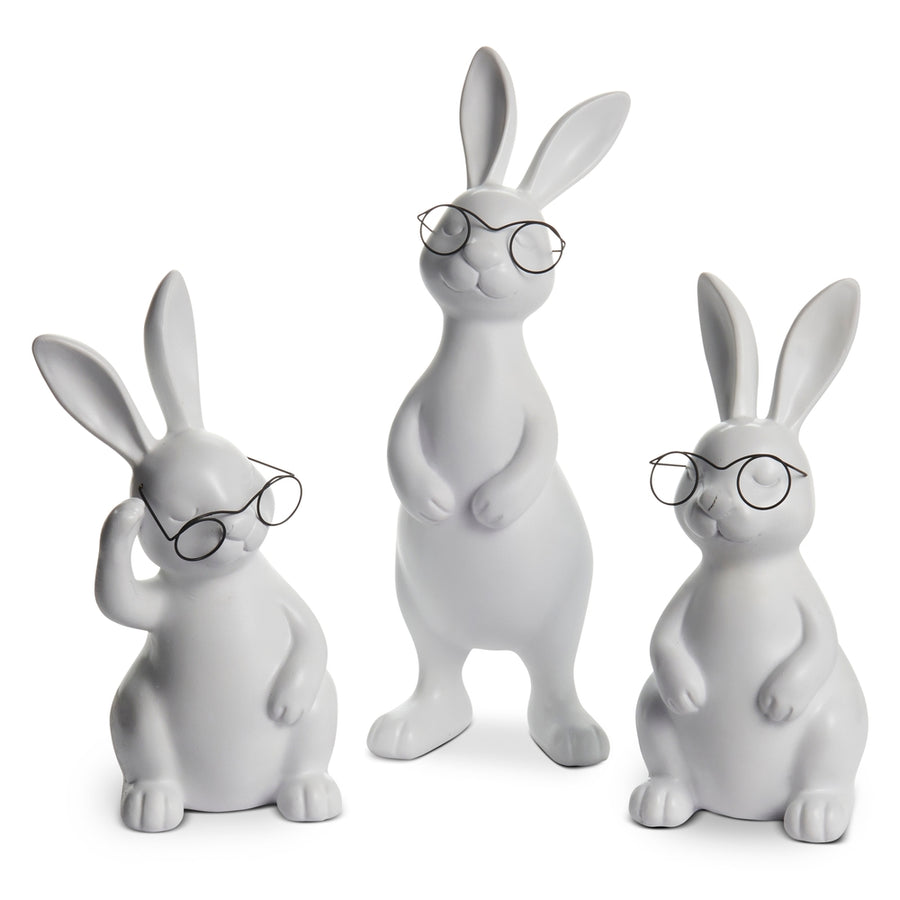 12" White Bunny with Glasses