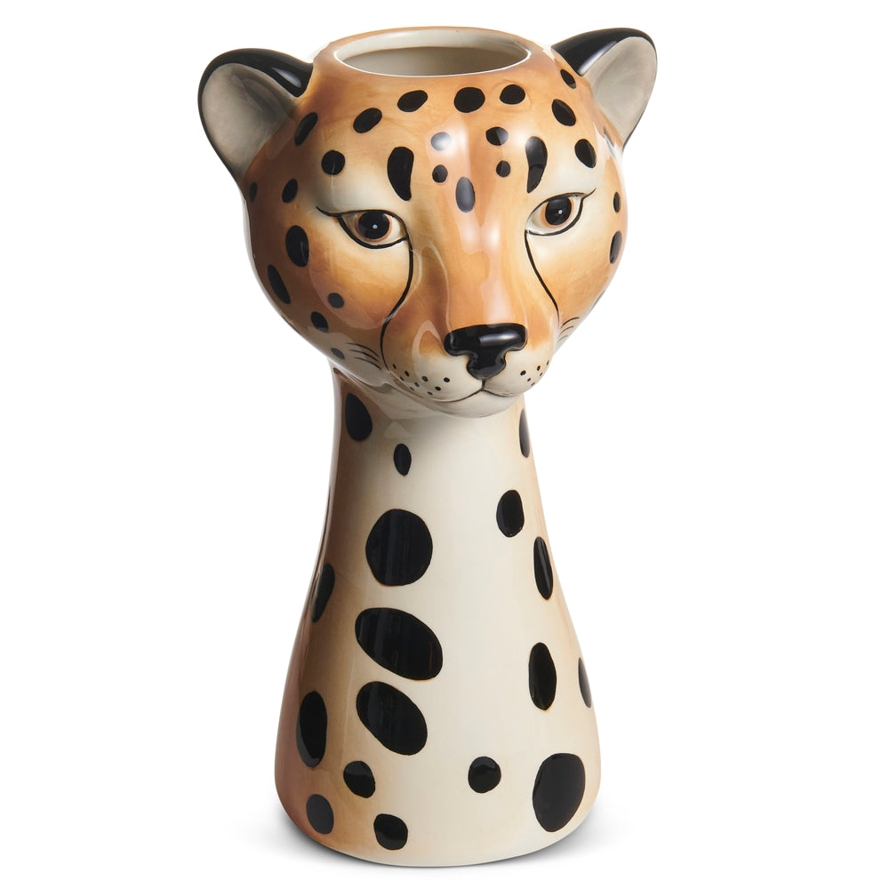 10" Cheetah Head Vase