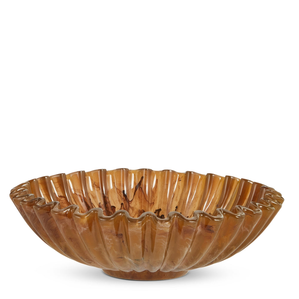 12" Brown Marbled Ruffled Tray