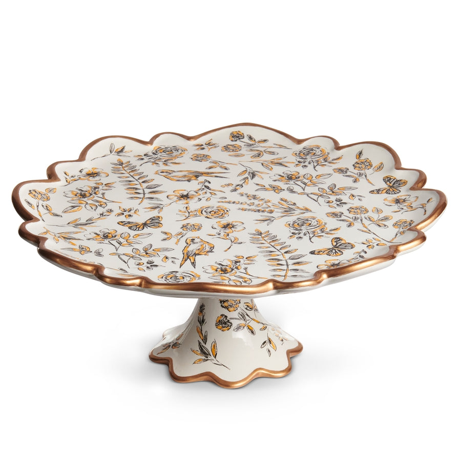 4" Botanical Toile Cake Plate