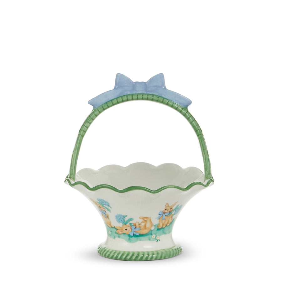7.25" Blue Bunny Blooms Easter Basket