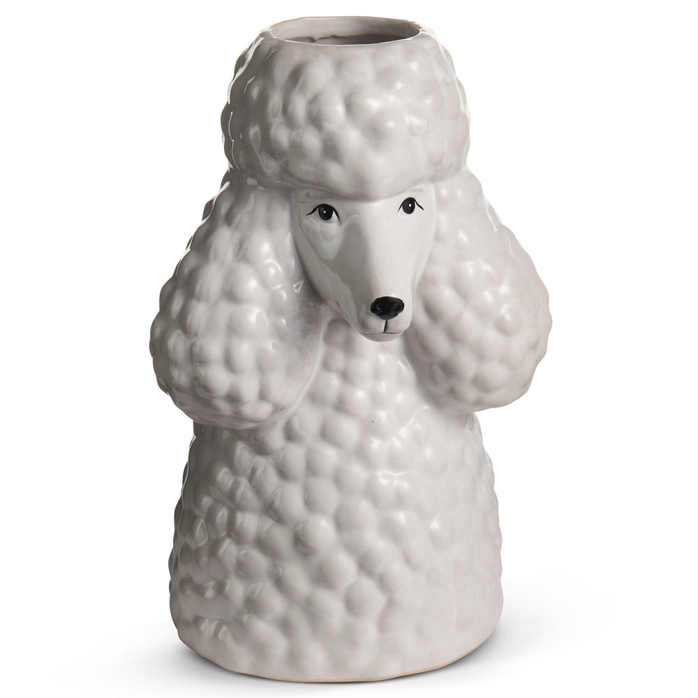 10.25" White Poodle Bust Vase