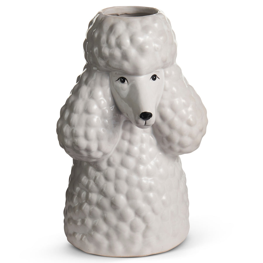 10.25" White Poodle Bust Vase