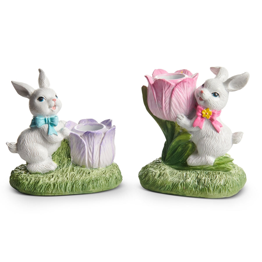 4" Bunny and Tulip Candle Holders