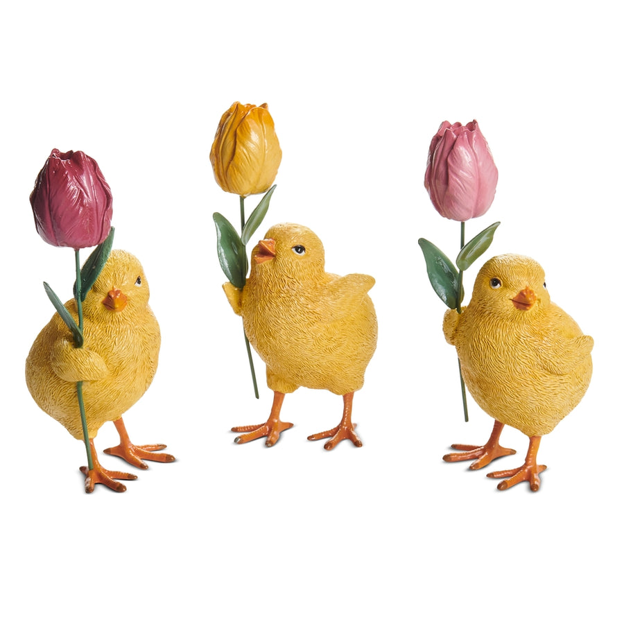 5" Chick Holding Tulip