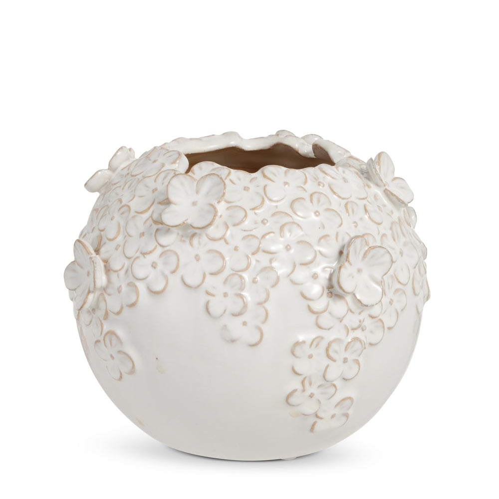8" White Round Hydrangea Vase