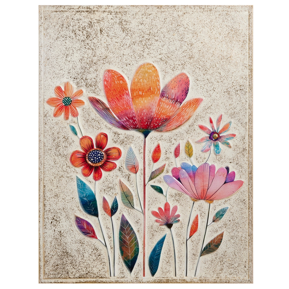 22.5" Gold and Floral Metal Wall Art
