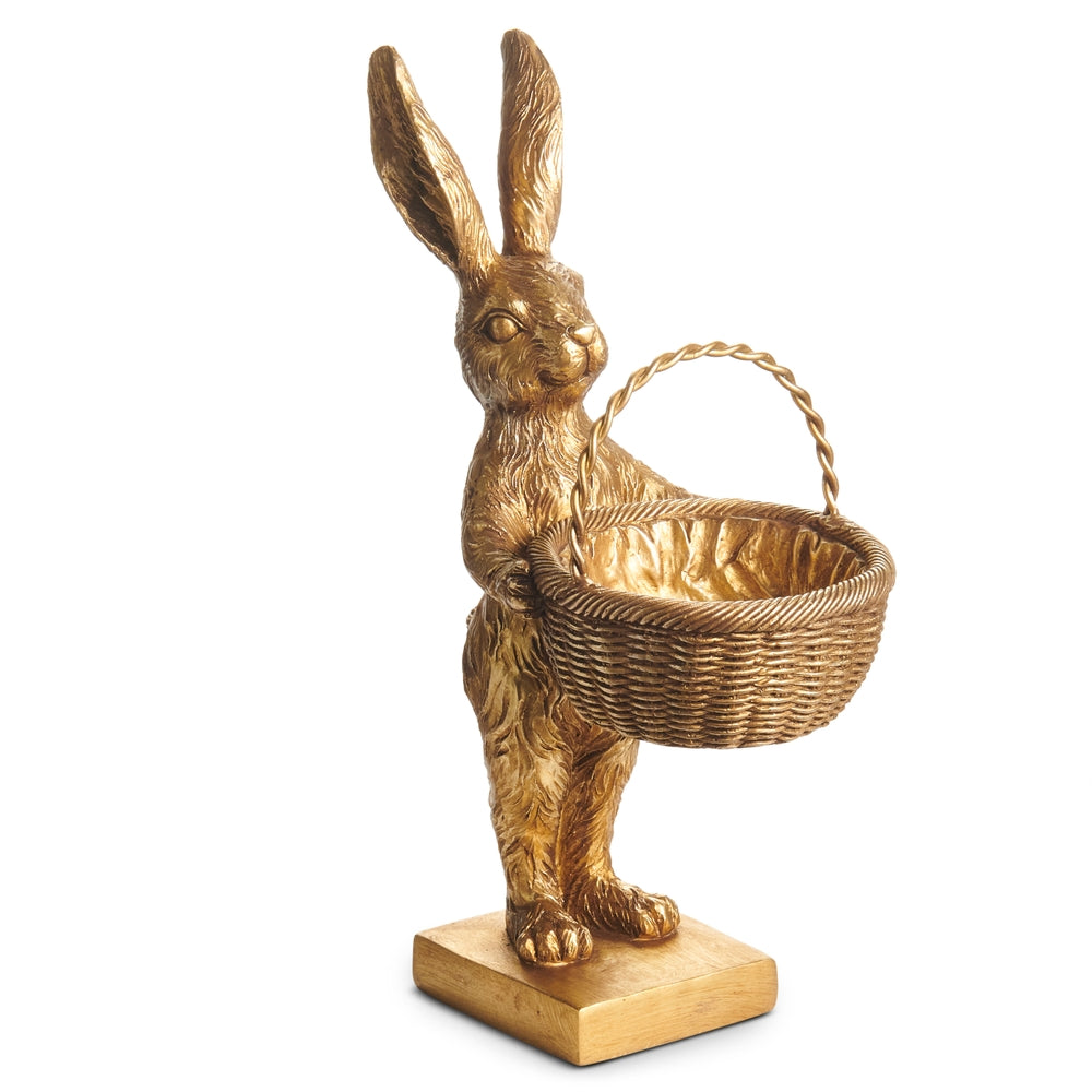 10" Gold Bunny Carrying Easter Basket