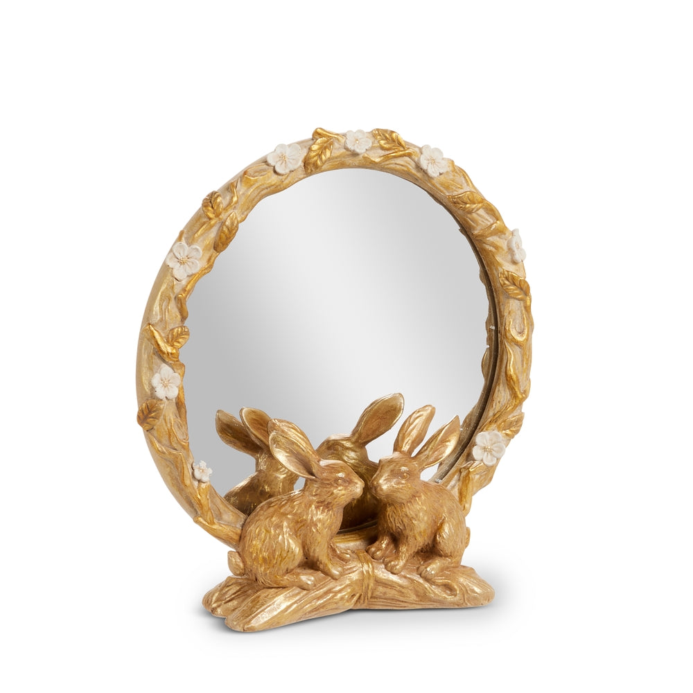 8.5" Gold Brushed Bunny Mirror