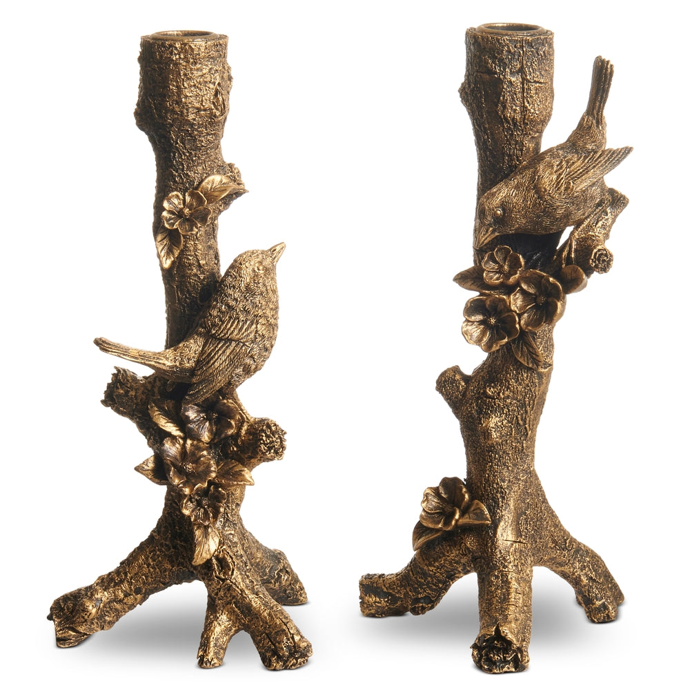 10" Bird on Branch Candlesticks