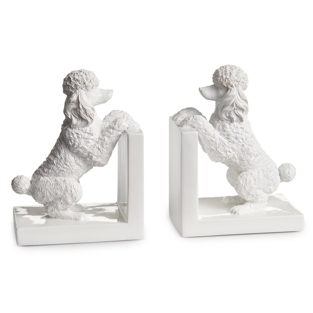 6.5" White Poodle Bookends