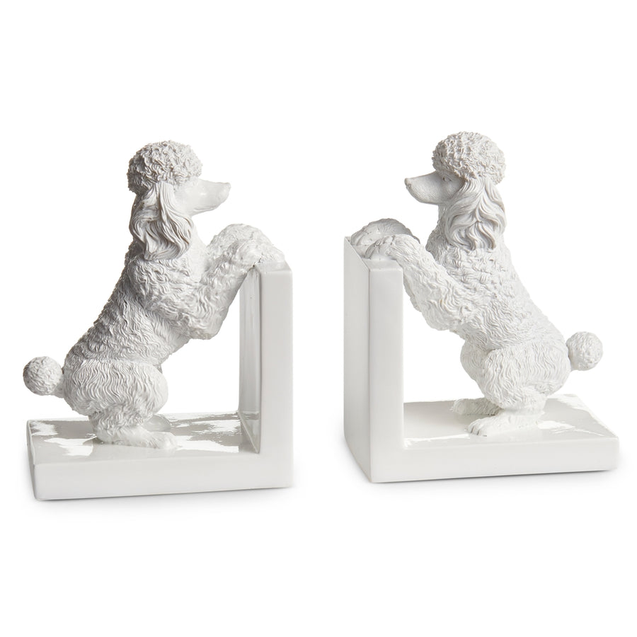 6.5" White Poodle Bookends