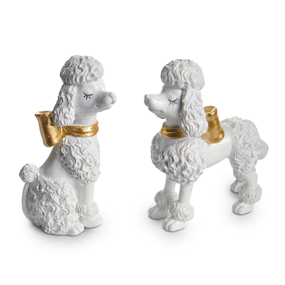 4" White Poodles with Bow
