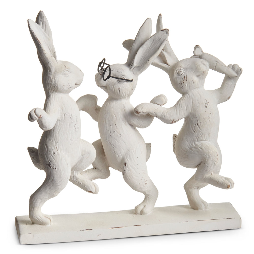 7.5" White Dancing Bunnies