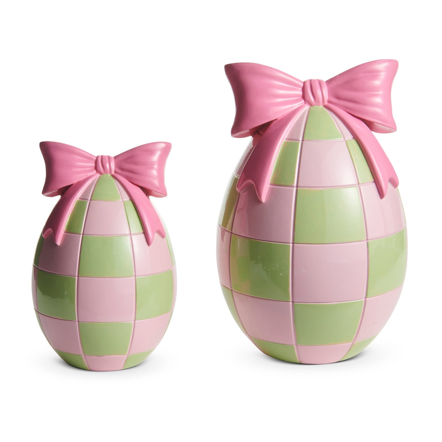8" Green Checkered Eggs with Bow