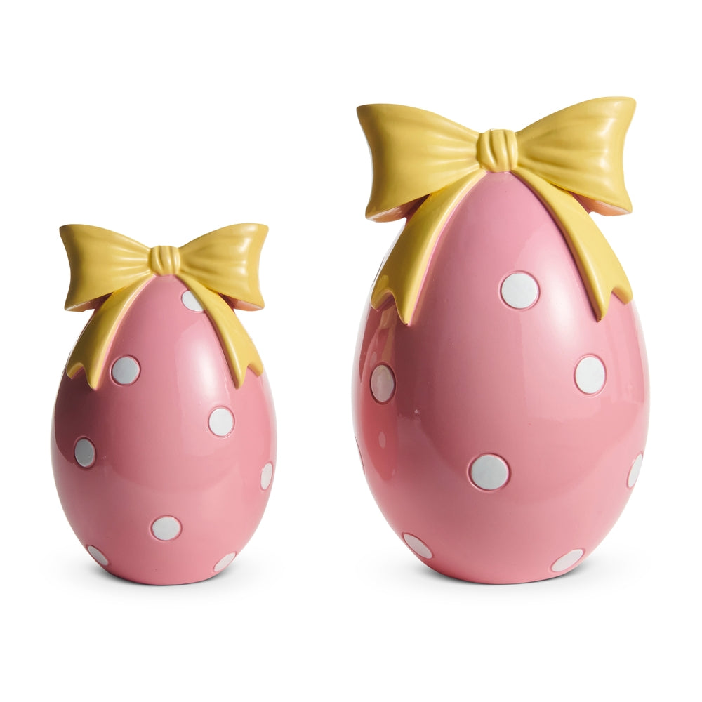 8" Pink Polka Dot Eggs with Bow