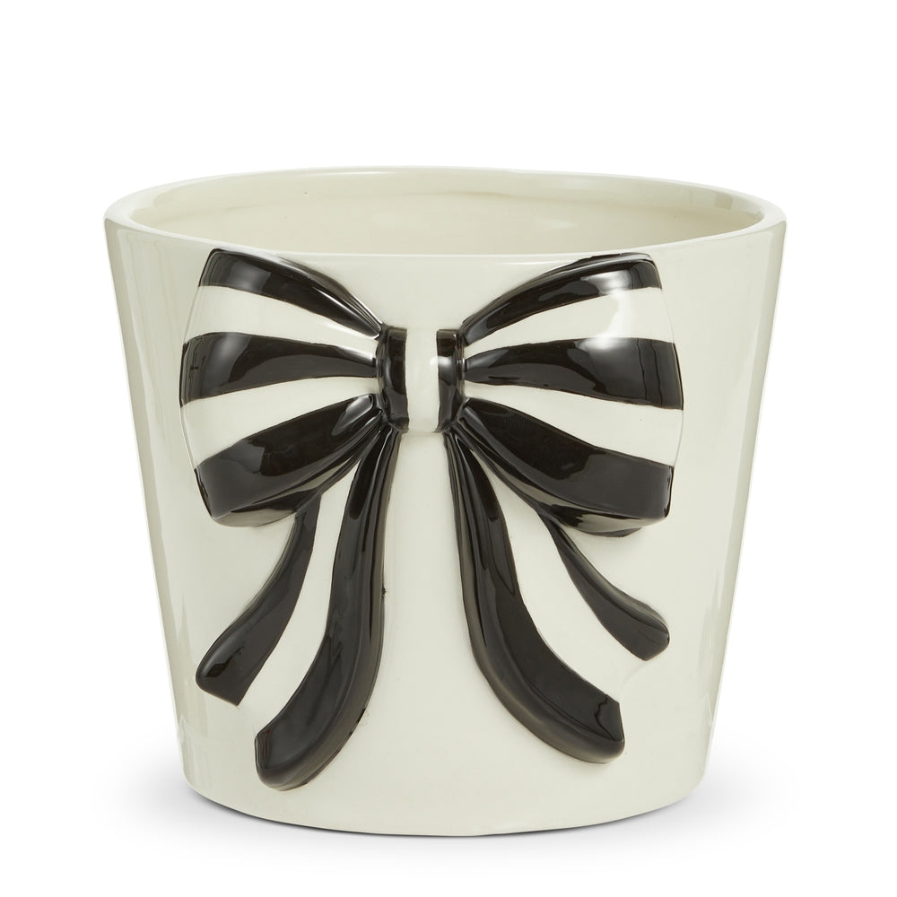 8" Black and White Bow Container