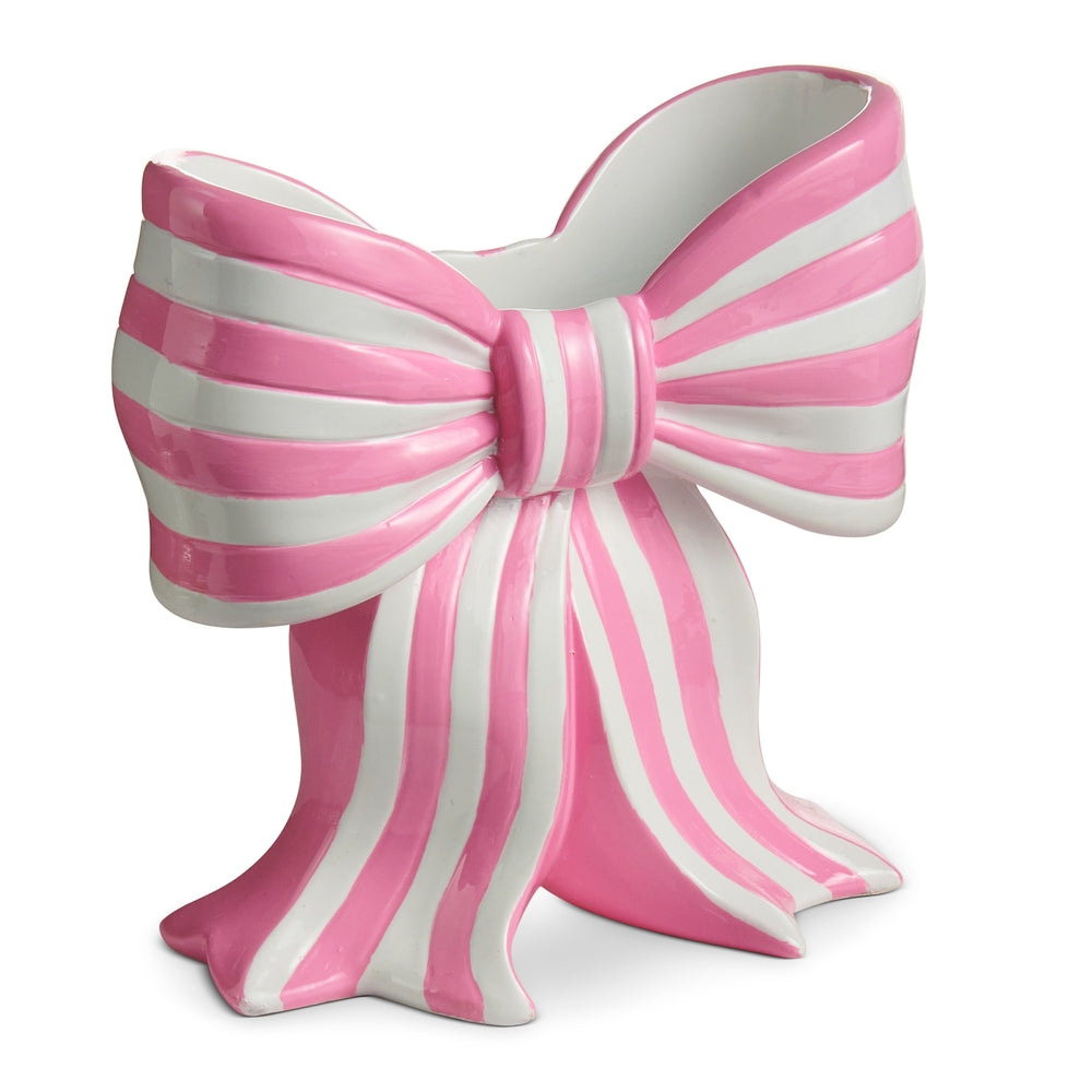 6" Pink and White Bow Container
