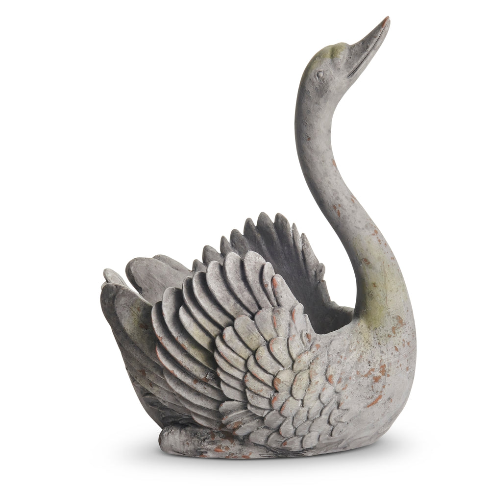 13" Concrete Look Swan Container