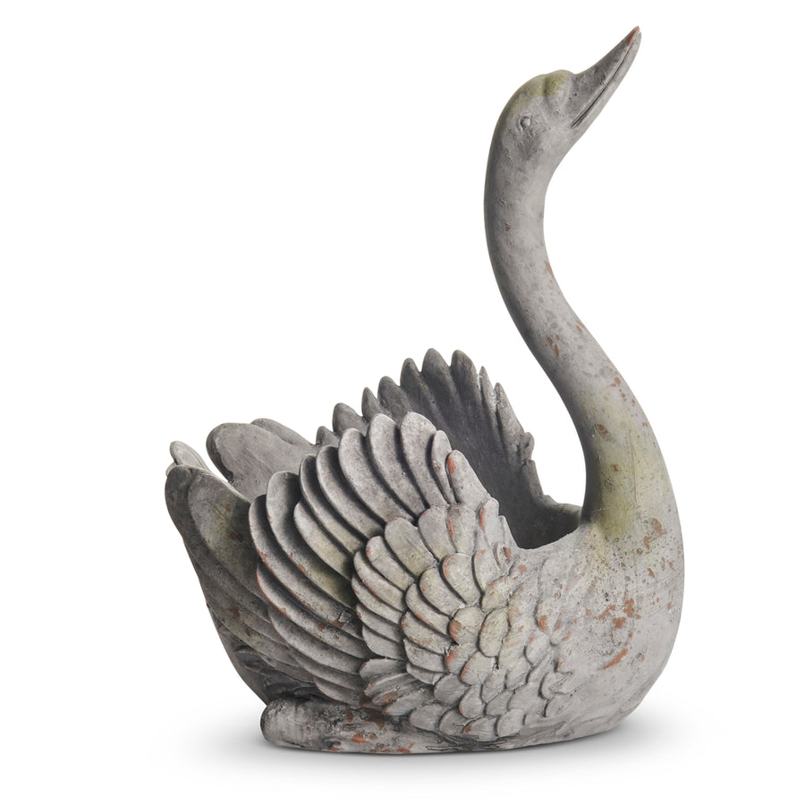 13" Concrete Look Swan Container