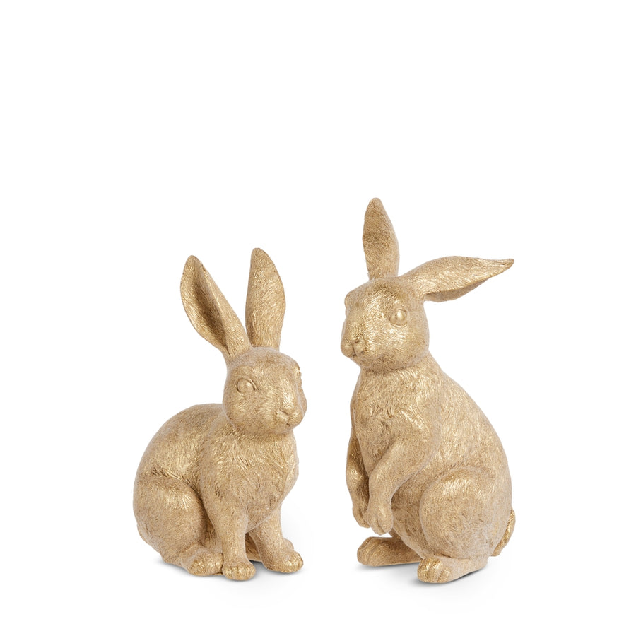 8" Gold Flocked Rabbits