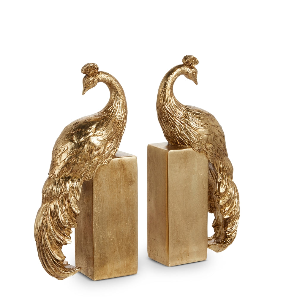 11.5" Gold Peacock Bookends