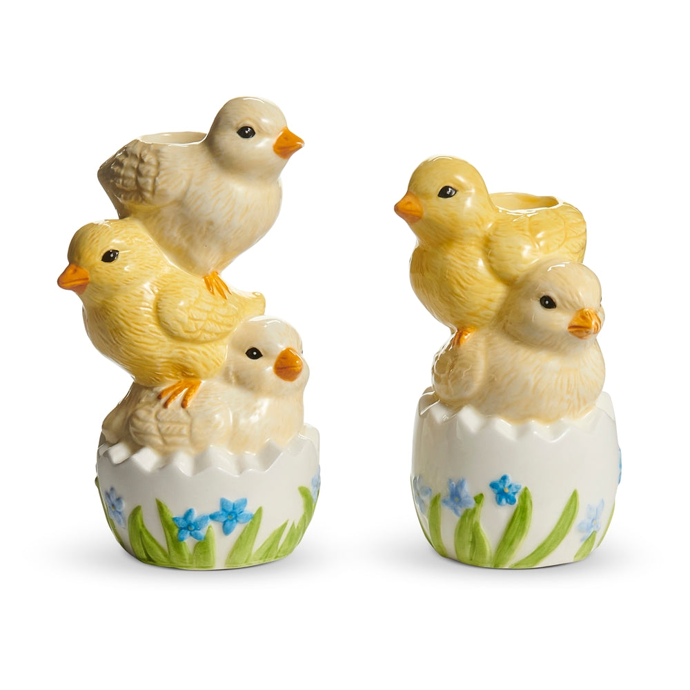 4.5" Chick Tower Candlesticks